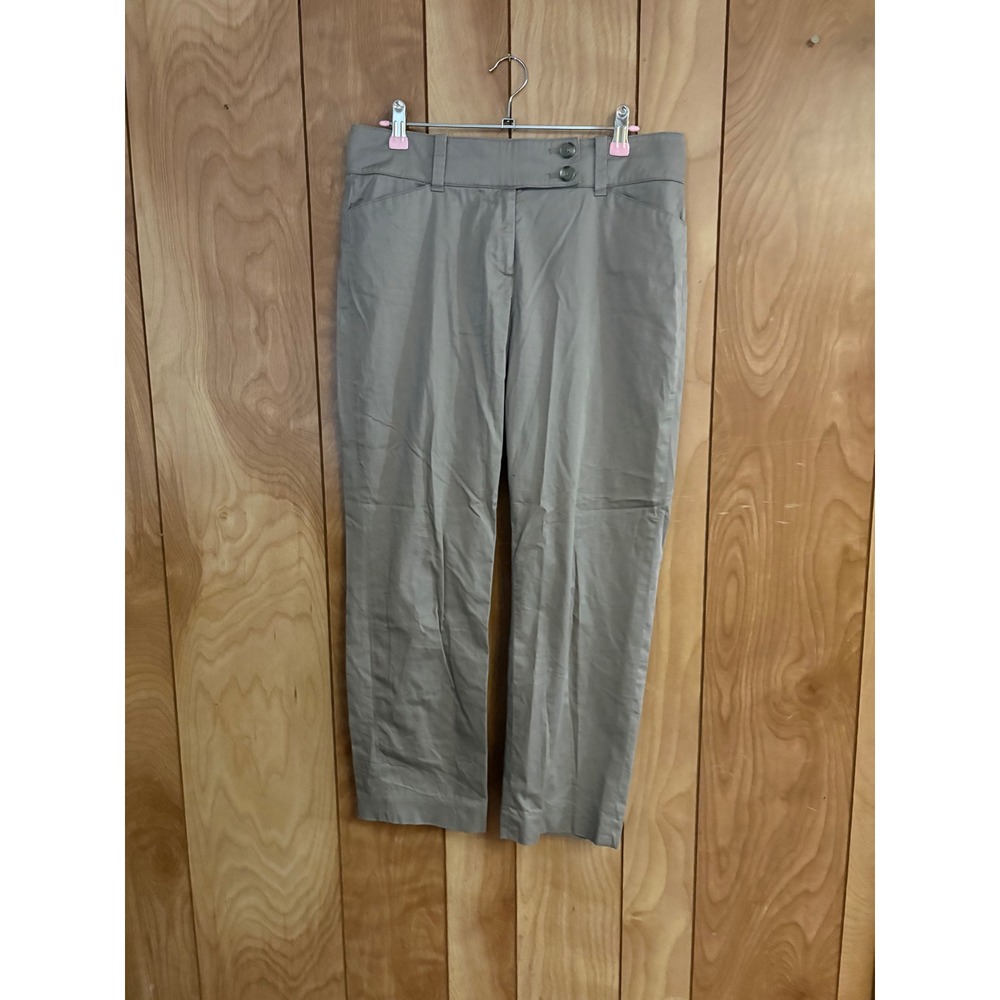 Ann Taylor Womens Gray Straight Leg Dress Pants Size 4 Cotton Stretch Trousers
